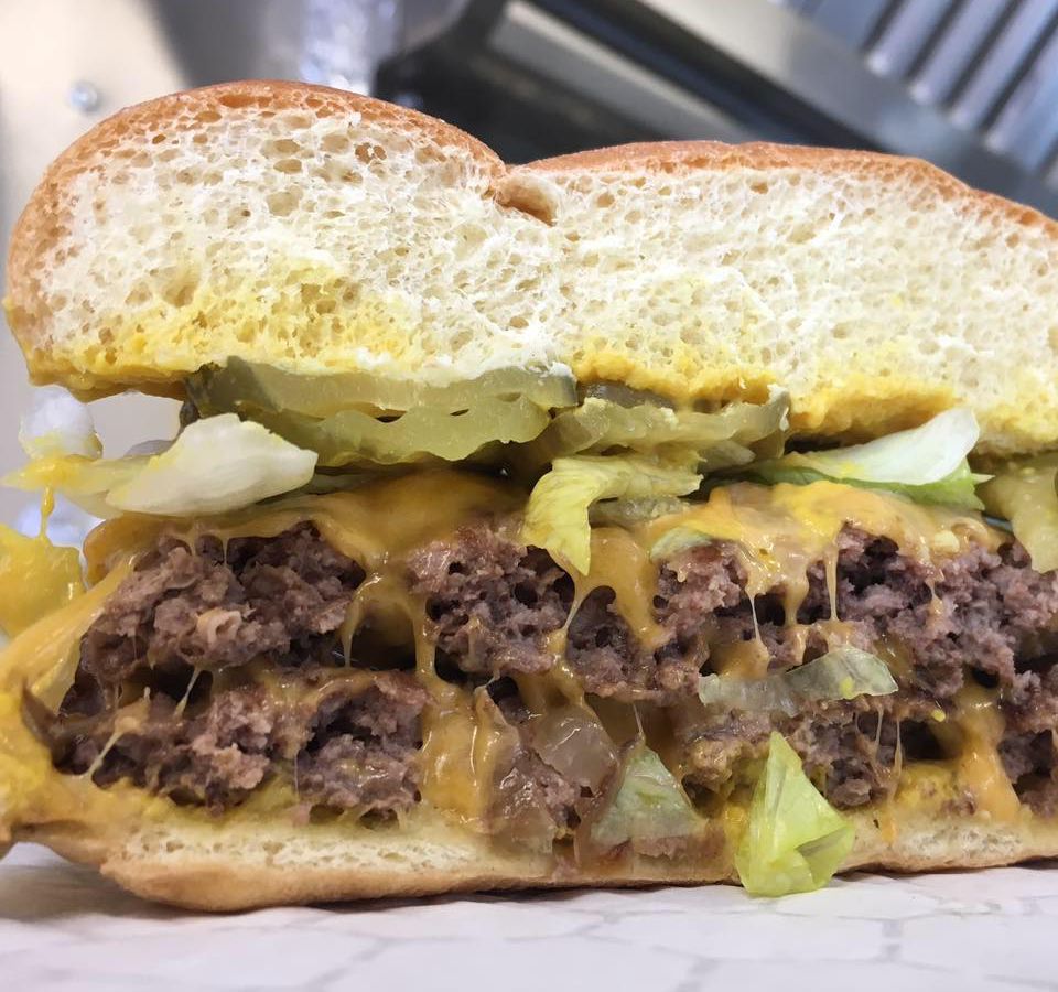 A halved burger.
