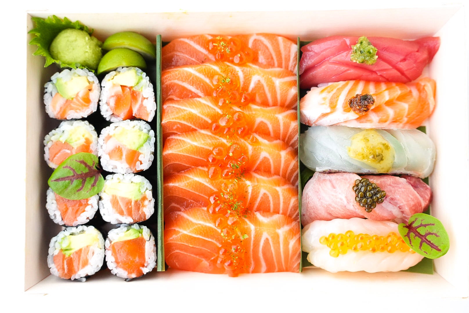 A box of sushi pieces.