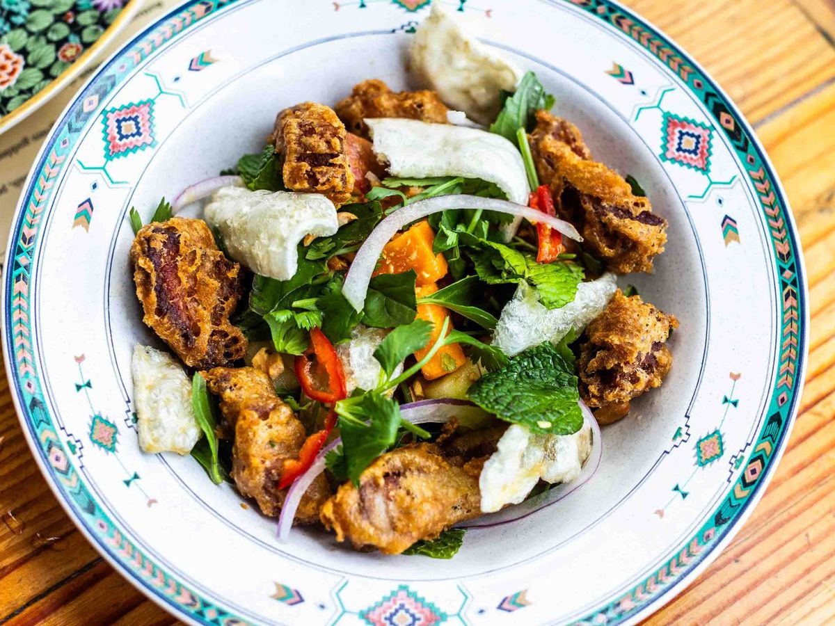 A plate of food.