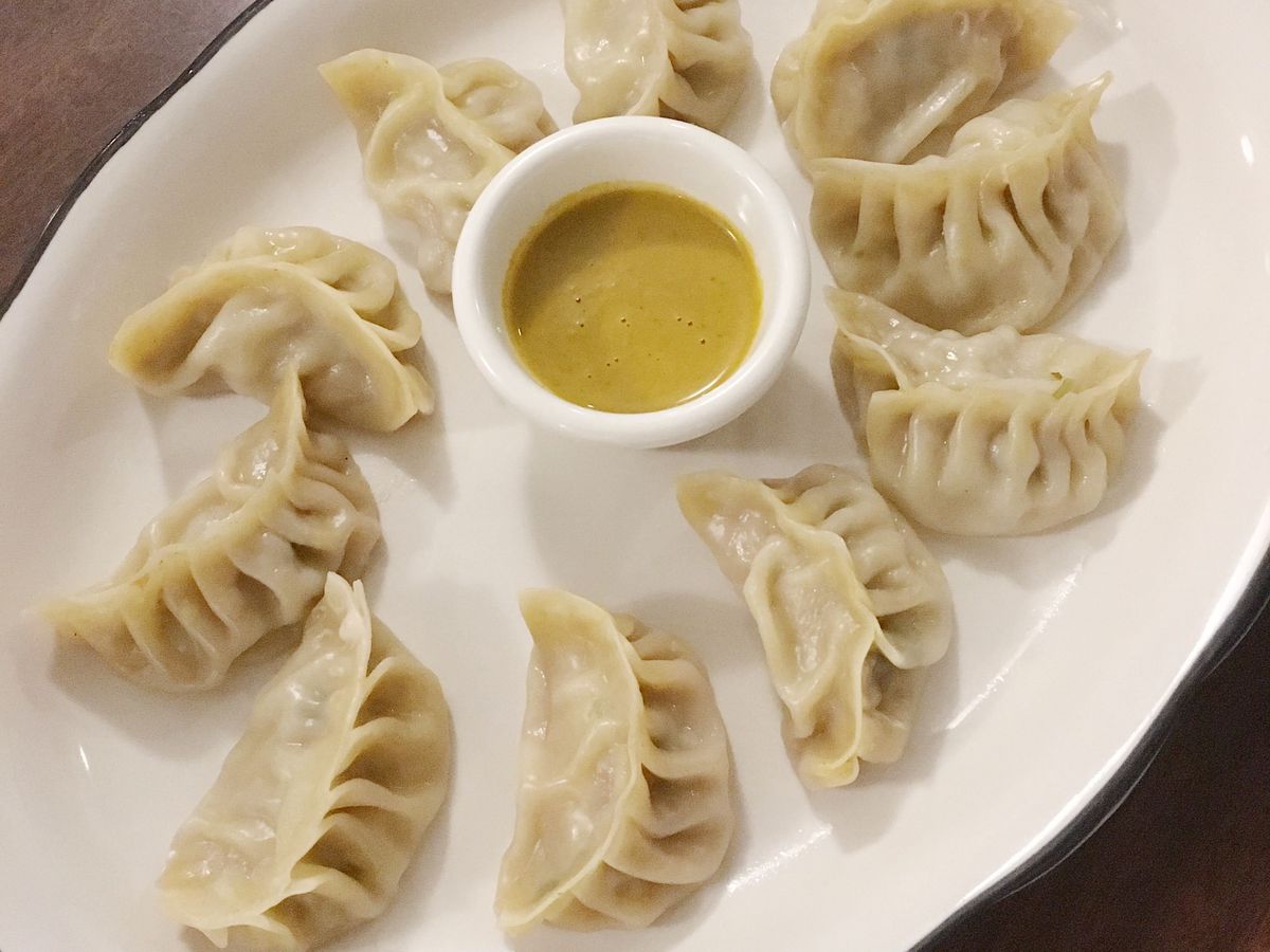 Dumplings on a plate.