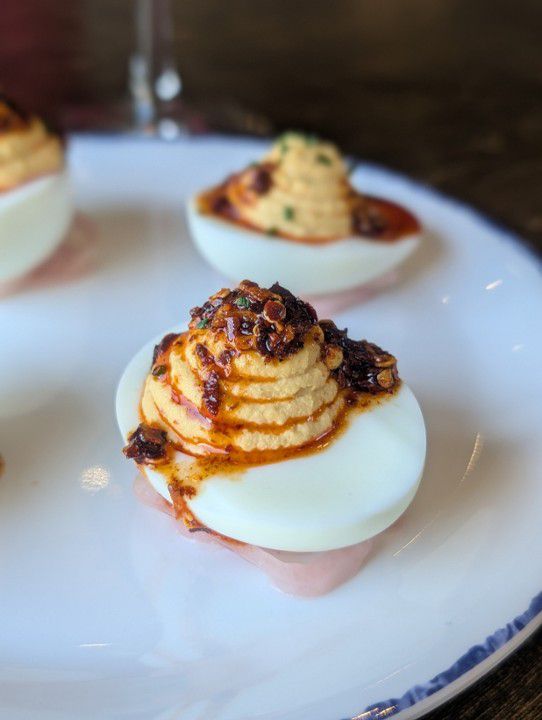 A deviled egg.
