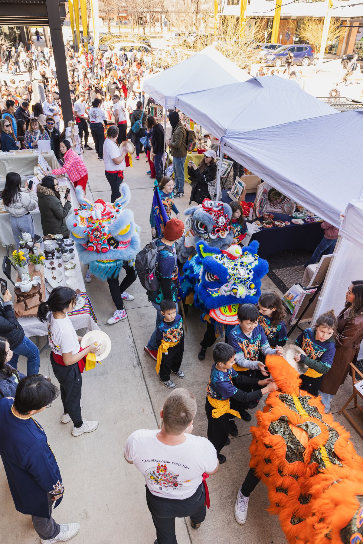 People wait in line at vendors at the Lunar New Year Festival in East Austin.