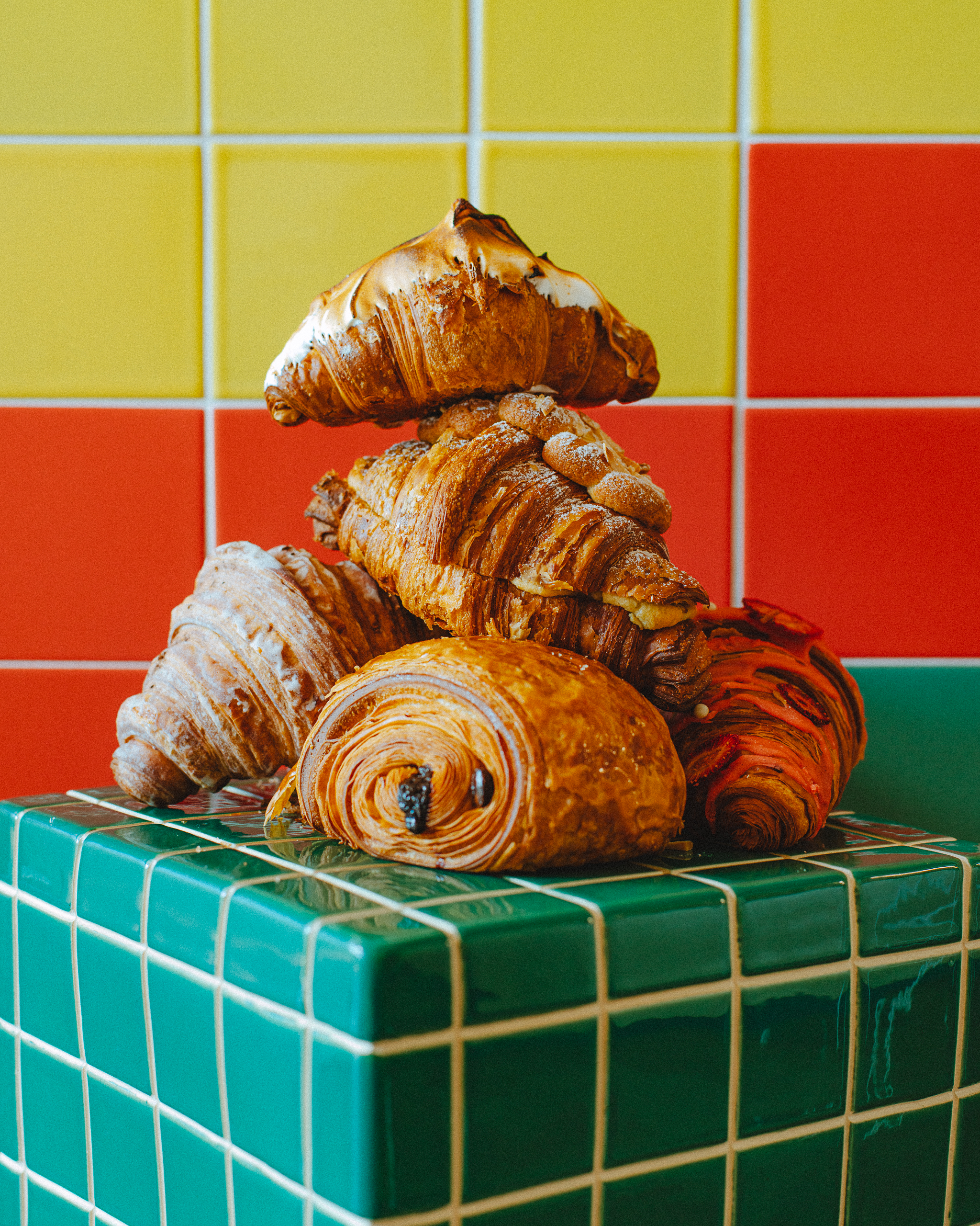 A pile of croissants.