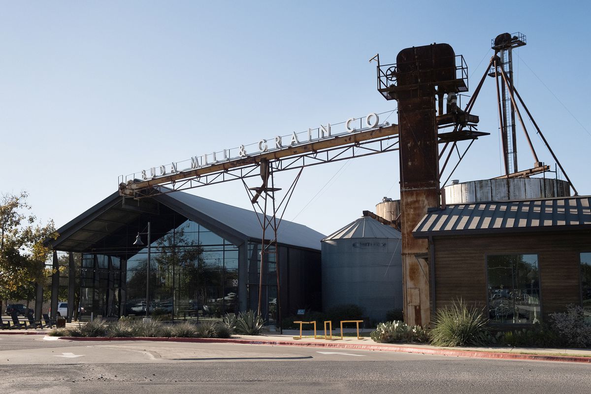 The outdoor view of the renovated Buda Mill & Grain Co.